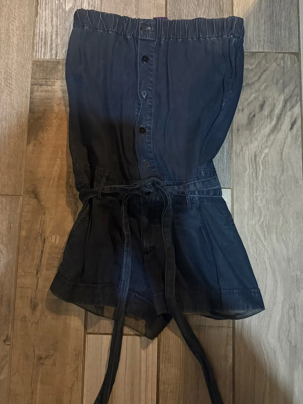 Rich & Skinny 100% Lyocell “Peachy” Soft Denim Strapless Tie-Waist Romper